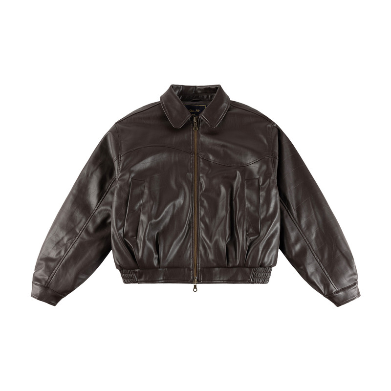Dime MTL Debossed Wavy Jacket 美式复古短款男女仿皮衣夹克外套