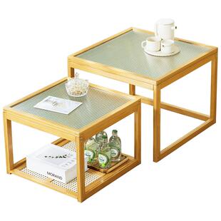 茶几客厅家用茶桌子茶台小户型轻奢现代玻璃实木阳台网红卧室坐地