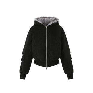 LAFREEDOM官方店铺授权正反面穿韩系设计感麂皮绒毛外套品牌