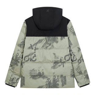 【商场同款】特步鸭绒羽绒服男2026年春季运动连帽上衣保暖外套男