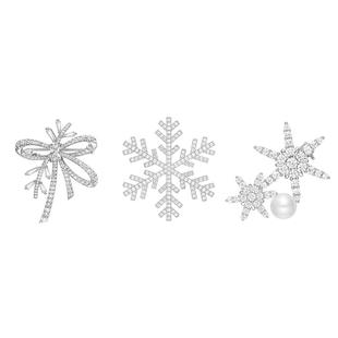 【自营】HEFANG Jewelry/何方珠宝晓雪雪花系列 优雅璀璨夺目胸针