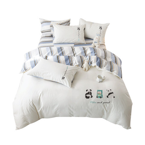 匹鲁儿童全棉四件套纯棉重工刺绣幼儿园学生午睡三件套四季通用