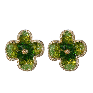 VOYAGE绿色花朵耳钉女夏季小众高级感设计气质法式冷淡风耳环耳饰