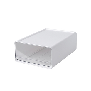 办公室桌面收纳盒抽屉式工位a4文件整理柜透明储物箱可叠加置物架