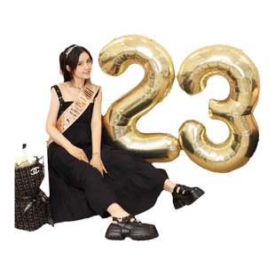 网红金色大数字气球40寸生日女孩拍照道具派对装饰背景墙场景布置