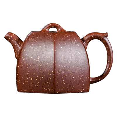 名壶秋月宜兴紫砂壶方器名家尹俊平全手工六方铜陀原矿紫泥铺砂