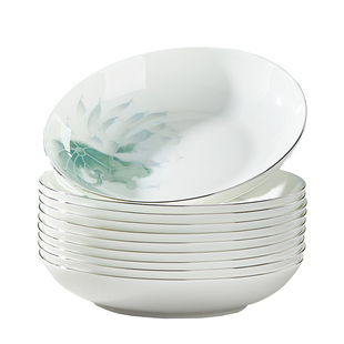 骨瓷盘子菜盘家用2026新款陶瓷菜碗饭盘组合高档轻奢银边碗碟餐具