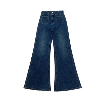 李李服饰加绒浅色高腰微喇牛仔裤女2025冬季新款小个子显瘦喇叭裤