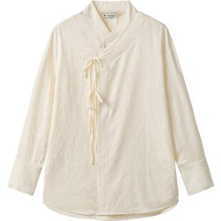 播商场同款新中式蝴蝶结系带衬衫女24冬季新款气质衬衣BDR4CD3439