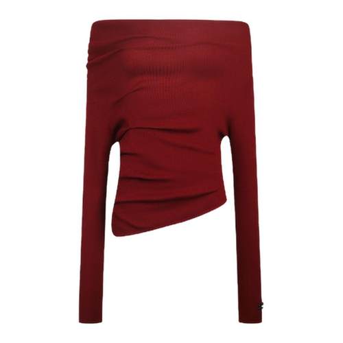 ARTE PURA 2025秋冬新款不对称堆褶皱纯色打底毛衣女圣诞气质上衣