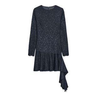 ZA外贸出口女装性感小蕾丝叠层装饰不对称下摆迷笛连衣裙4764213