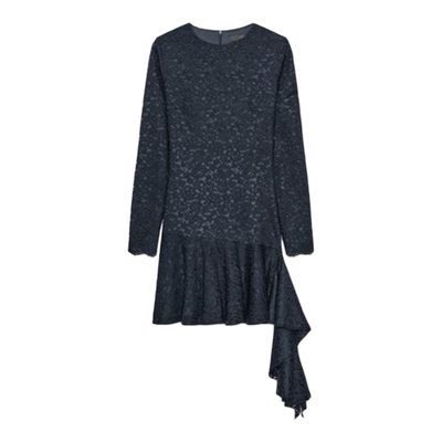 叠层装饰不对称下摆迷笛连衣裙