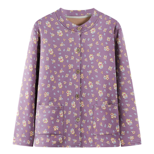 中老年女装妈妈秋冬装加绒打底开衫奶奶秋衣秋裤套装老太太保暖衣