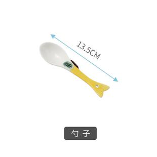 订做日式 手绘创意蒸鱼盘盘子陶瓷儿童饭碗勺用碗碟礼品 餐具套装