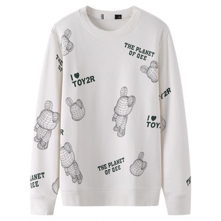 一线品牌撤柜jian标清仓男装 春季圆领潮流时尚印花青年休闲卫衣