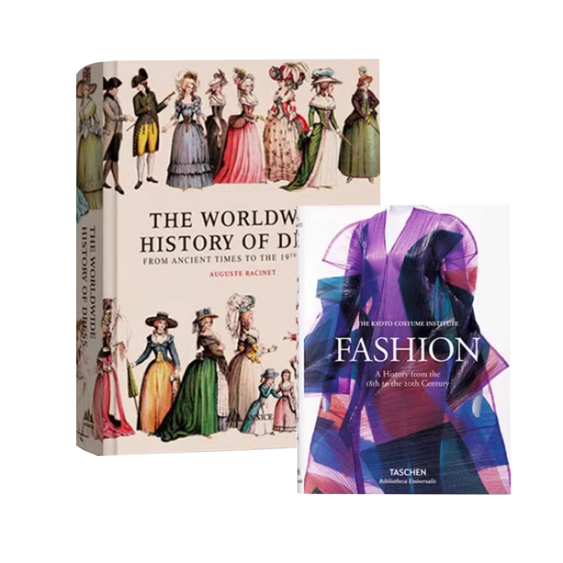 现货 2本套装 FASHION + The Worldwide History of Dress 时尚服装 礼服装时尚设计搭配手册插画作品集临摹画册书籍