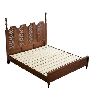 新品美式中古风红橡木全实木床1.8米法式复古气压高箱储物床1.5米