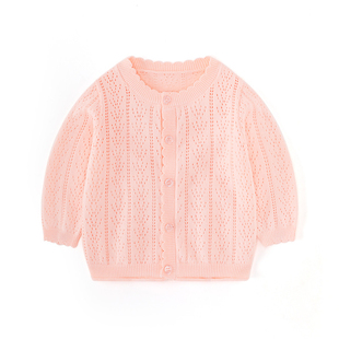 儿童针织开衫薄款外套上衣纯棉宝宝婴儿春秋装女童毛衣空调衫春季