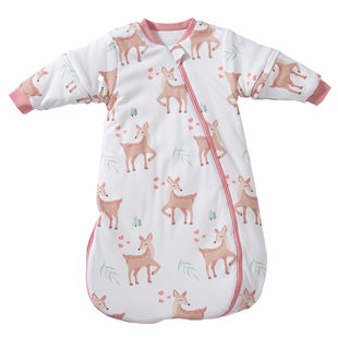 安舒棉婴儿睡袋秋冬款恒温小月龄儿童豆豆绒一体式防踢被四季通用