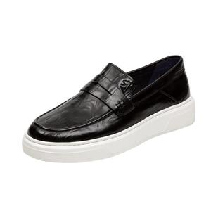 【1099元2件】沙驰男鞋时尚一脚蹬休闲男乐福鞋真皮牛皮轻便板鞋