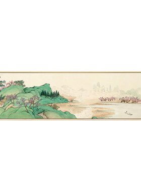 新中式风桃花源山水茶室名家挂画