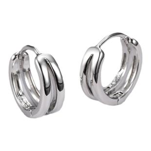 纯银双环耳环男2025新款潮耳饰女潮流个性男款单只网红个性耳钉男