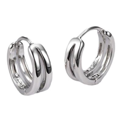 纯银针双环网红潮耳钉2026新款