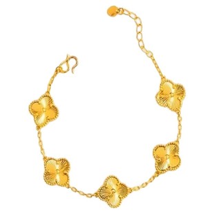 足金包银黄金手链四叶草五花手链仿真黄金送女友首饰不掉色纯实心