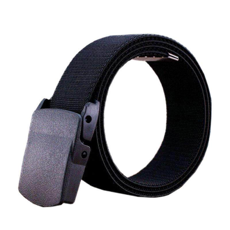 高弹力帆布腰带男塑料扣松紧裤带青年学生军训加长简约百搭皮带黑