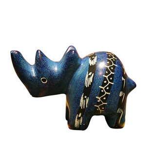 非洲肯尼亚皂石室内特色装饰品摆件桌面可爱犀牛摆件工艺品创意礼