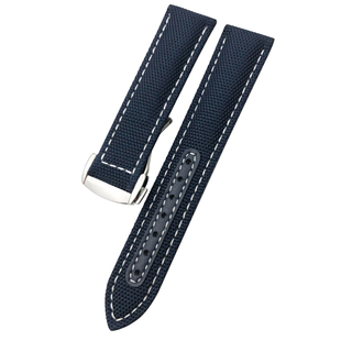 YGB尼龙帆布真皮表带适用欧米茄新海马300超霸AT150金针队长20mm