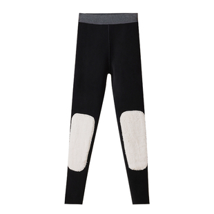 羊羔绒护膝护腰打底裤女2025冬季新款加绒加厚高腰抗寒保暖毛秋裤