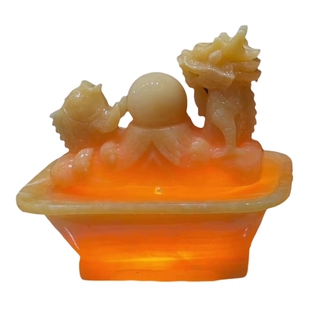 天然黄玉石风水球旋转流水喷泉镇宅摆件豪宅家居客厅送礼鱼龙戏珠