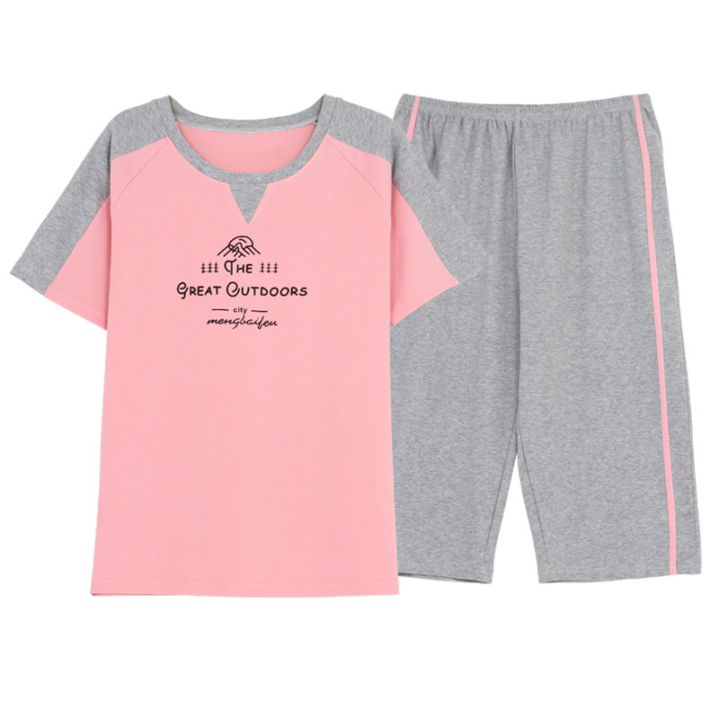 带胸垫一体式睡衣女夏季纯棉短袖七分裤薄款2025新款可外穿家居服