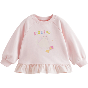 马克珍妮女童软萌猫咪花边卫衣 宝宝套头衫2026年秋装新品551181