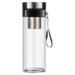 单层玻璃杯泡茶喝水杯子大容量耐热茶杯套储物户外车载透明过滤