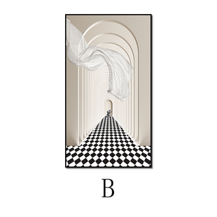 视觉空间延伸感玄关装饰画现代轻奢高级感过道入户正对门新款挂画