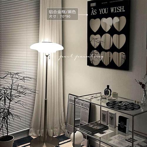 港画镜子装饰画卧室梳妆台简约艺术画轻奢高级感装饰客厅黑白画