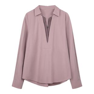 solighter 法式复古假两件衬衫女秋季2025新款宽松套头长袖衬衣