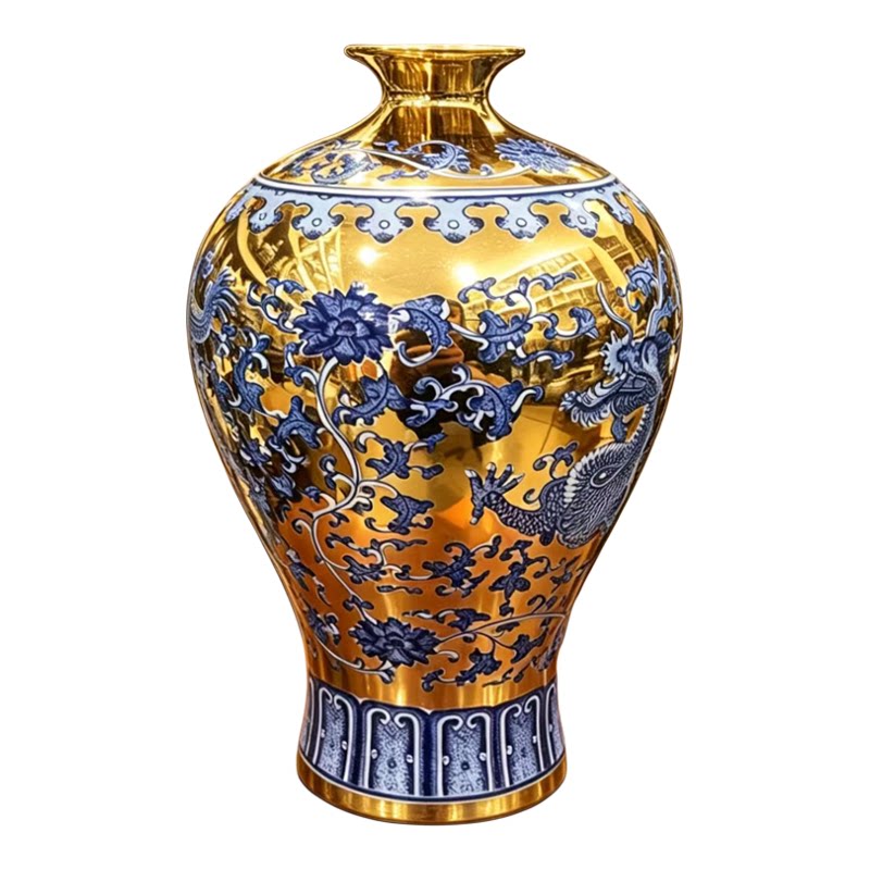仿古青花缠枝莲花瓶景德镇陶瓷摆花瓶