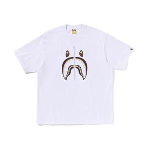 BAPE男装24年秋冬鲨鱼拉链字母印花别注款短袖T恤110312N