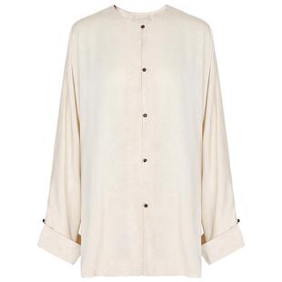 COCOBELLA年轻新中式轻奢女白色衬衫翻折袖中长款国风上衣SR3223