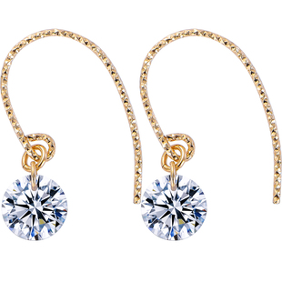 盖娅琳一克拉闪亮单锆石14K包金耳环不掉色百搭简约耳勾耳饰ins