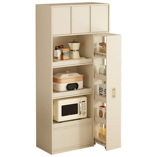 奶油风骨骼线餐边柜窄边高柜一体靠墙家用厨房抽拉电器柜8G142-2