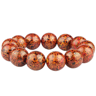 donguan冬官犀皮漆器天然大漆珠手串单珠佛珠项链男女配件 赤焰黑