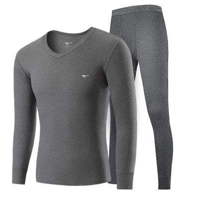 2套装七匹狼纯棉保暖内衣v领男士