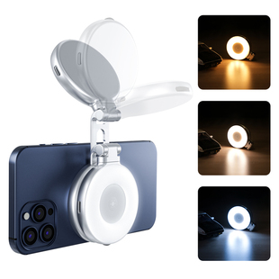 telesin泰迅磁吸Magsafe三色补光灯手机拍照直播柔光美颜适用于苹果iphone自拍摄影神器便携带镜子可拉伸支架