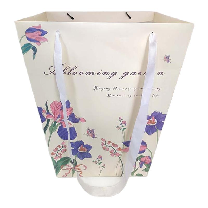 新款爱在花丛梯形手提袋清新简约高级感花束包装袋花艺包装材料