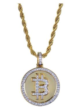 比特币符号满钻镶嵌吊坠项链