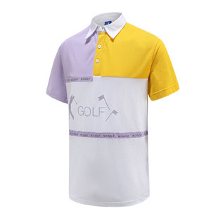 BCGOLF高尔夫服装男款棉短袖新款上衣休闲运动双拼色T恤套头上衣